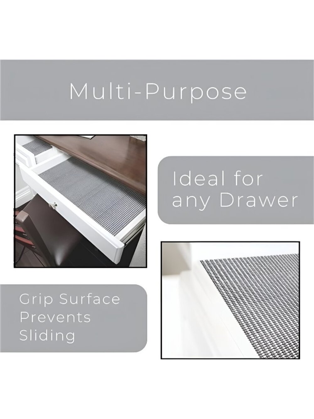 Classic Grip Shelf Liner - 12 Inch x 20 Feet - Non Adhesive, Strong Grip Bottom